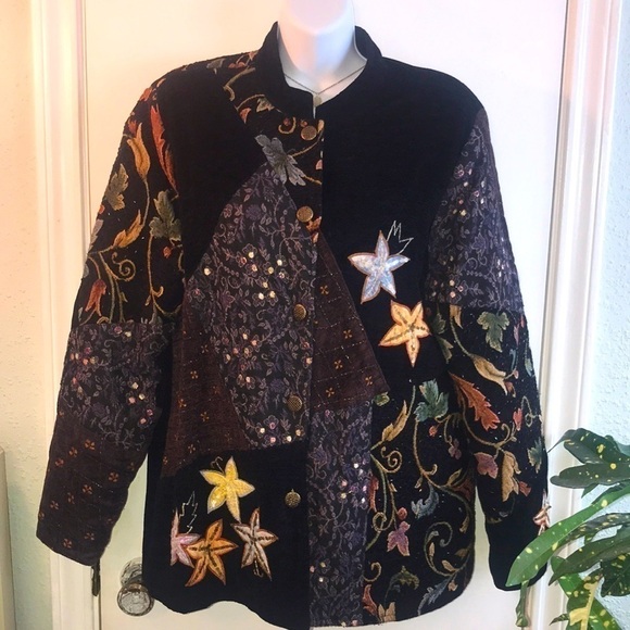 Alex Kim Jackets & Blazers - Alex Kim Boho Embroidered Beaded Blazer Jacket Size Medium Floral Patchwork